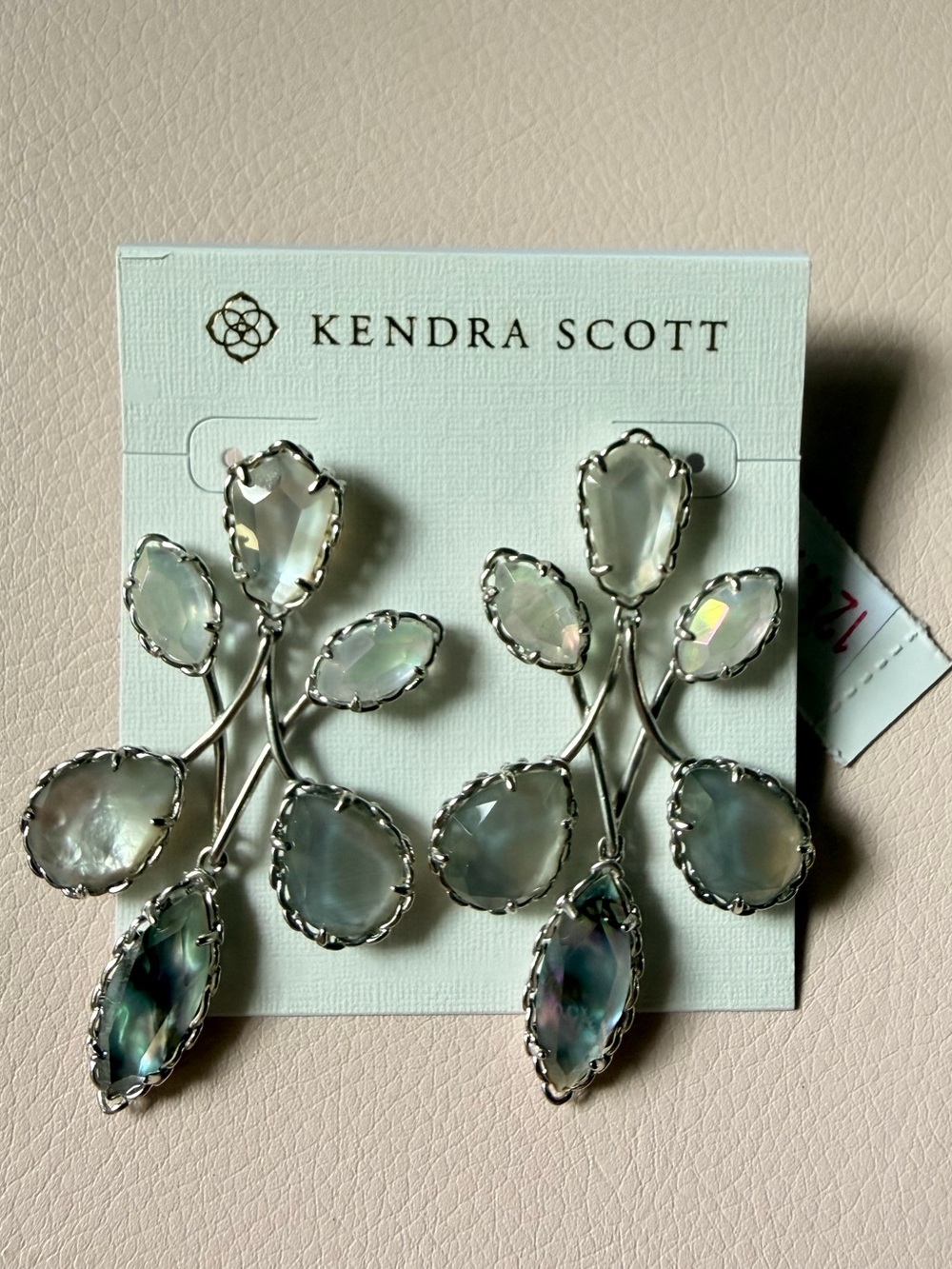 NWT Kendra Scott Gwyneth Statement Earrings in Rhodium with Silver Mix